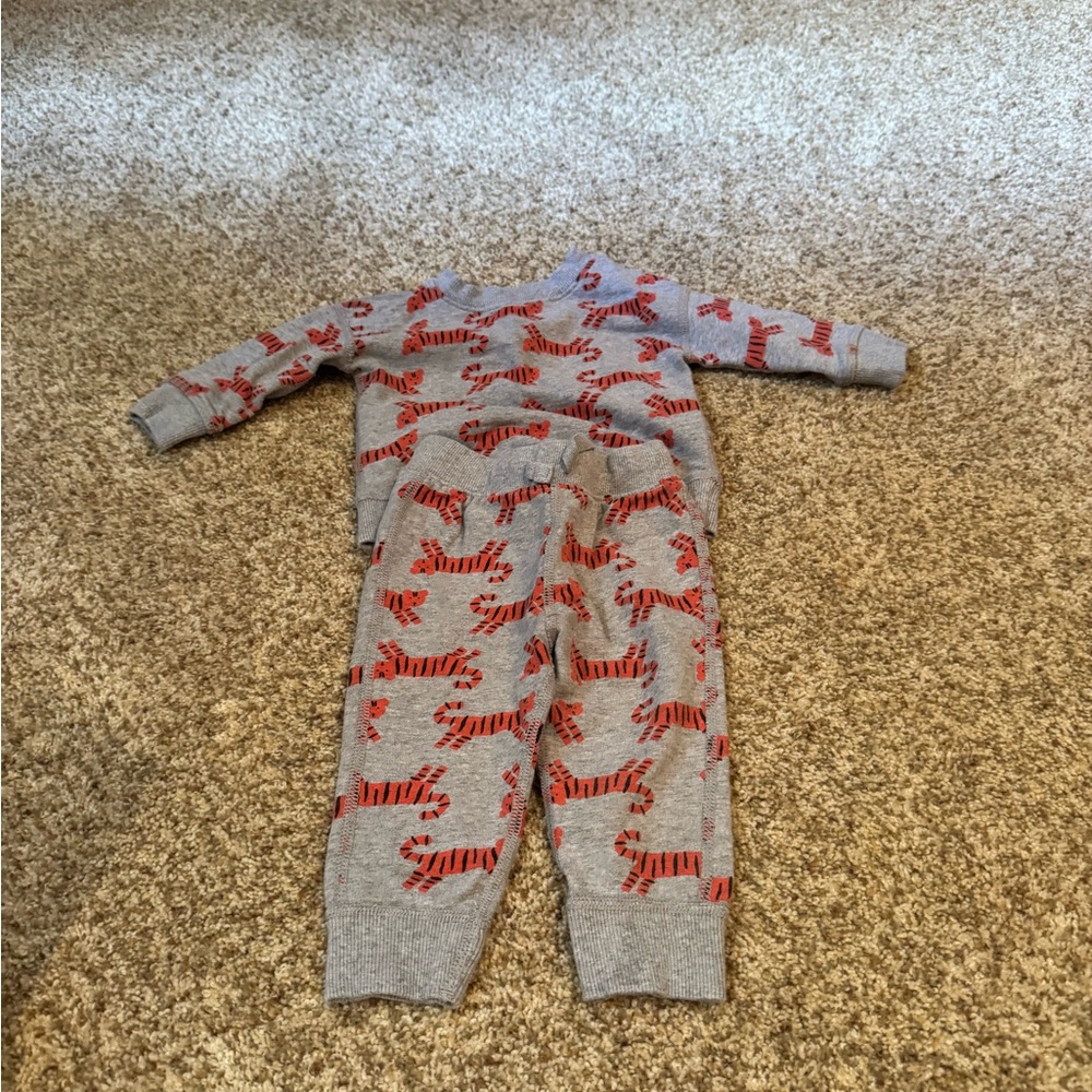 Hanna Andersson Matching Tiger Sweatshirt Set 12-18 mos